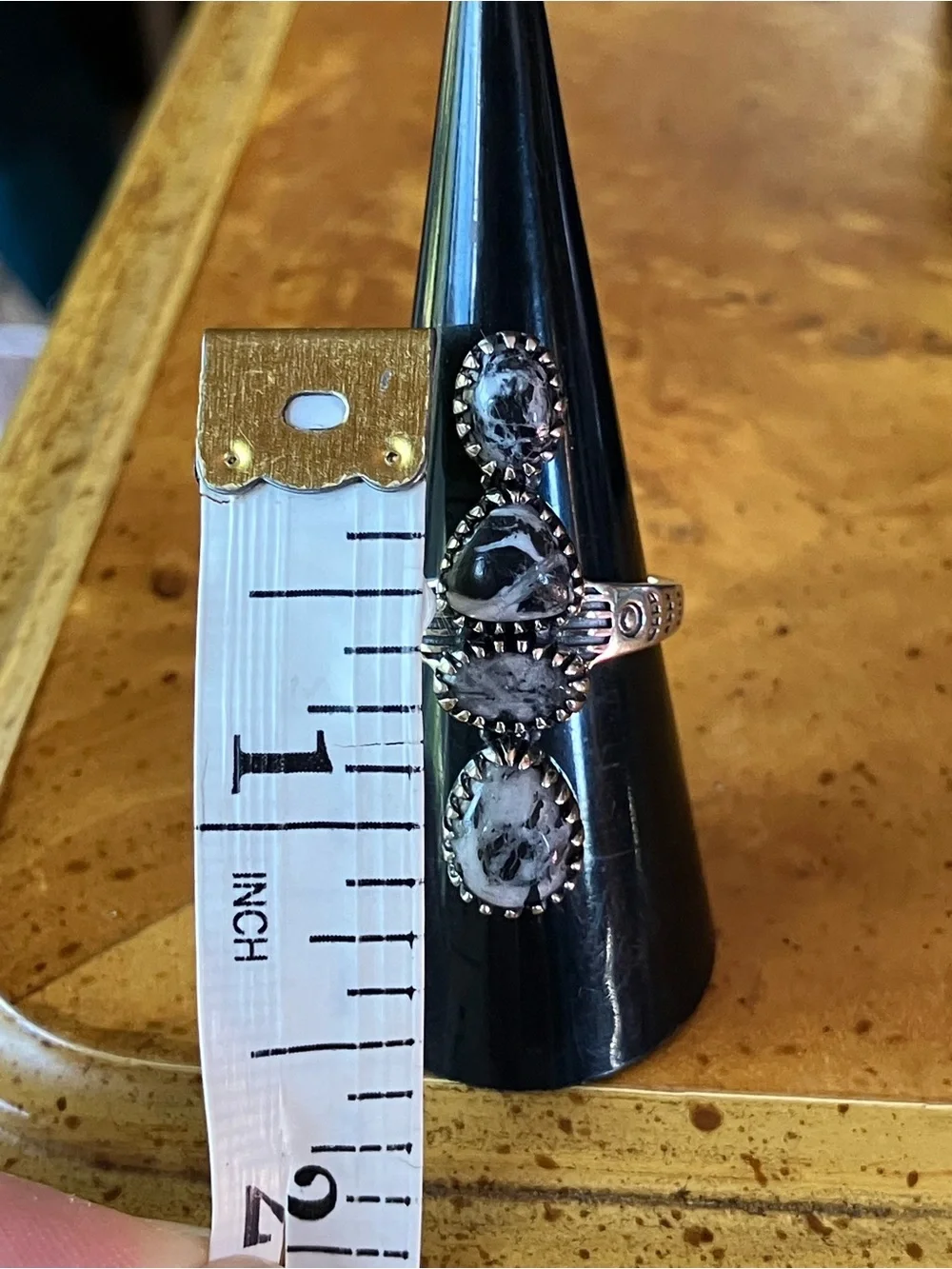 White Buffalo Sterling Silver Ring Size 7